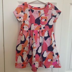Mini Boden parrot pink dress with pockets